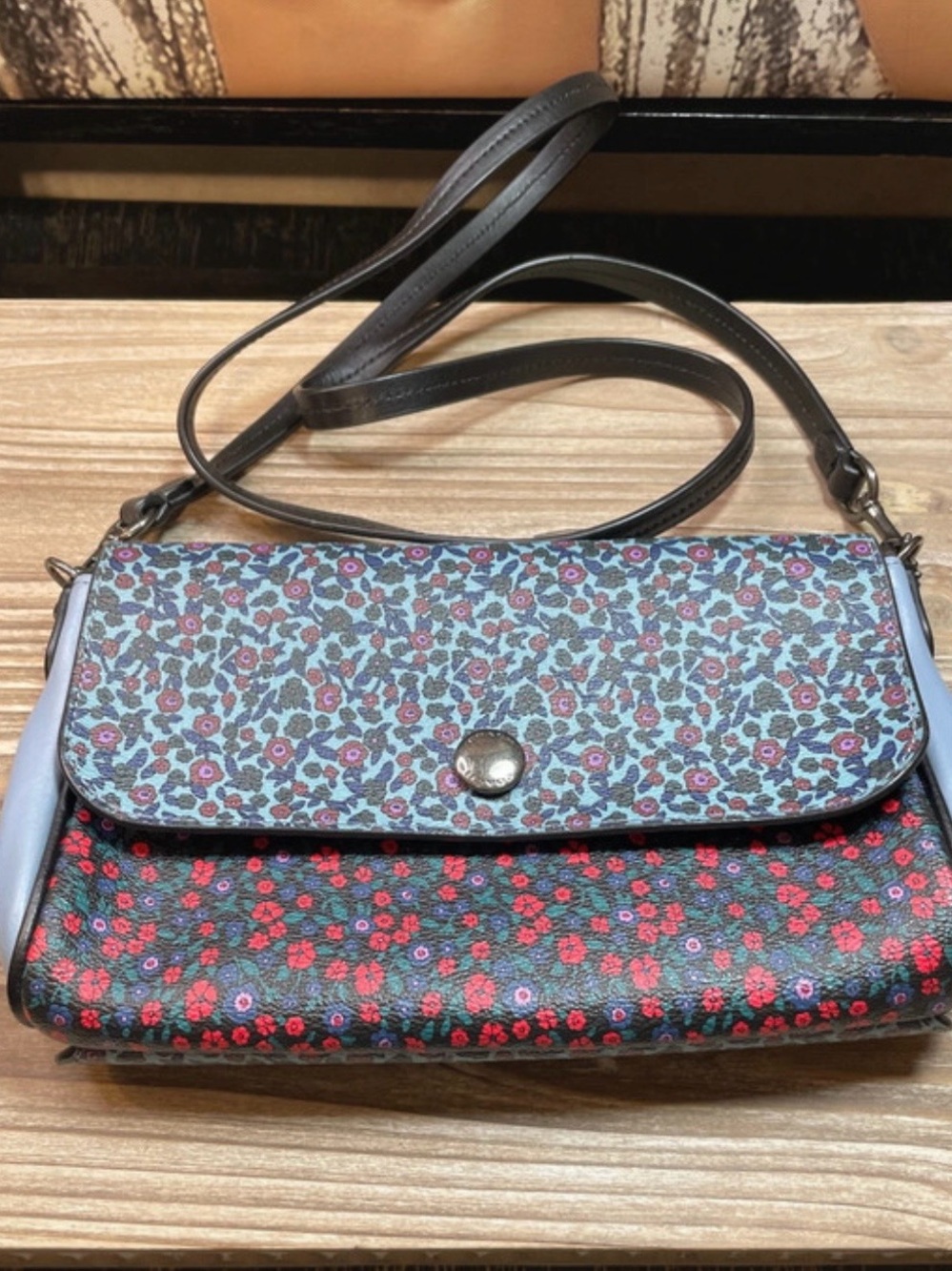Coach Floral Crossbody Bag in Blue, Red and Black